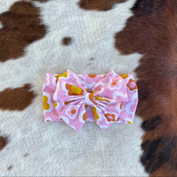 Handmade Floral Hippie Retro Baby Bow Headwrap Headband - Picture 1 of 2